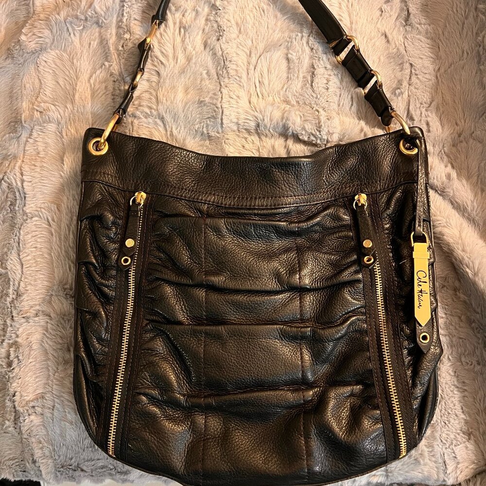 Cole Haan Bailey Ruched Black Leather Hobo - Like New!